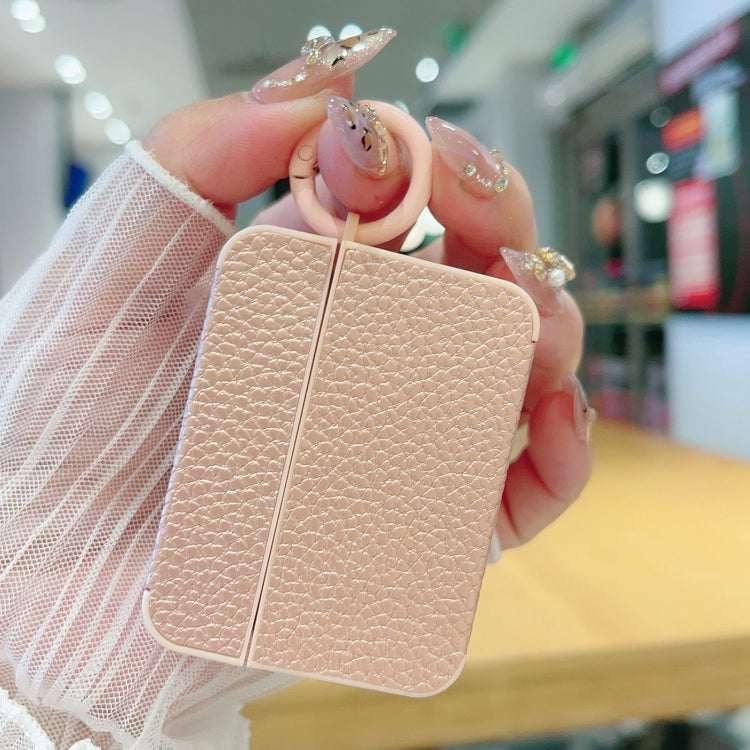 For AirPods 4 Litchi Texture Leather Sticker Earphones Protective Case