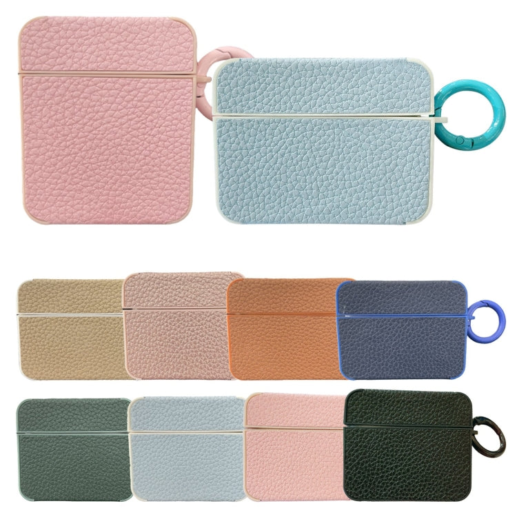 For AirPods 4 Litchi Texture Leather Sticker Earphones Protective Case