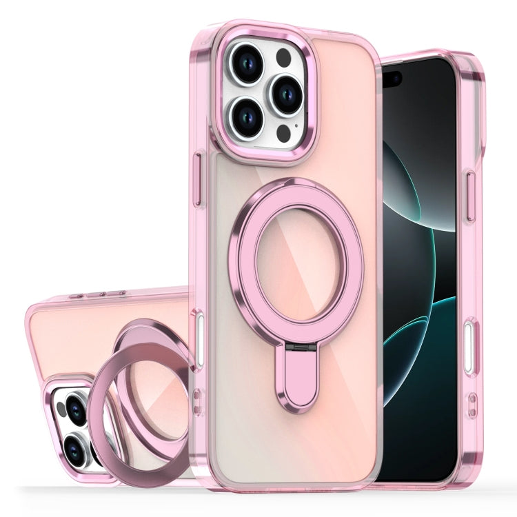 For iPhone 16 Pro Max Plating Gradient Discolor MagSafe Holder Phone Case
