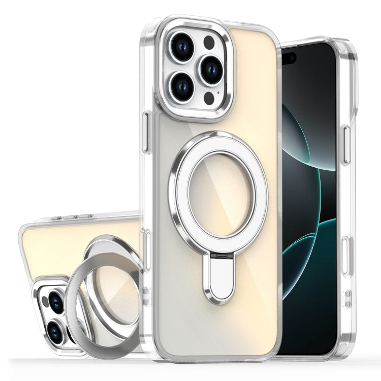 For iPhone 16 Pro Max Plating Gradient Discolor MagSafe Holder Phone Case