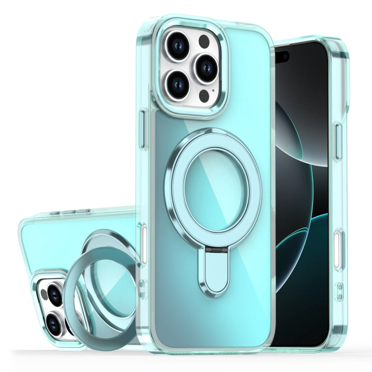 For iPhone 16 Pro Plating Gradient Discolor MagSafe Holder Phone Case