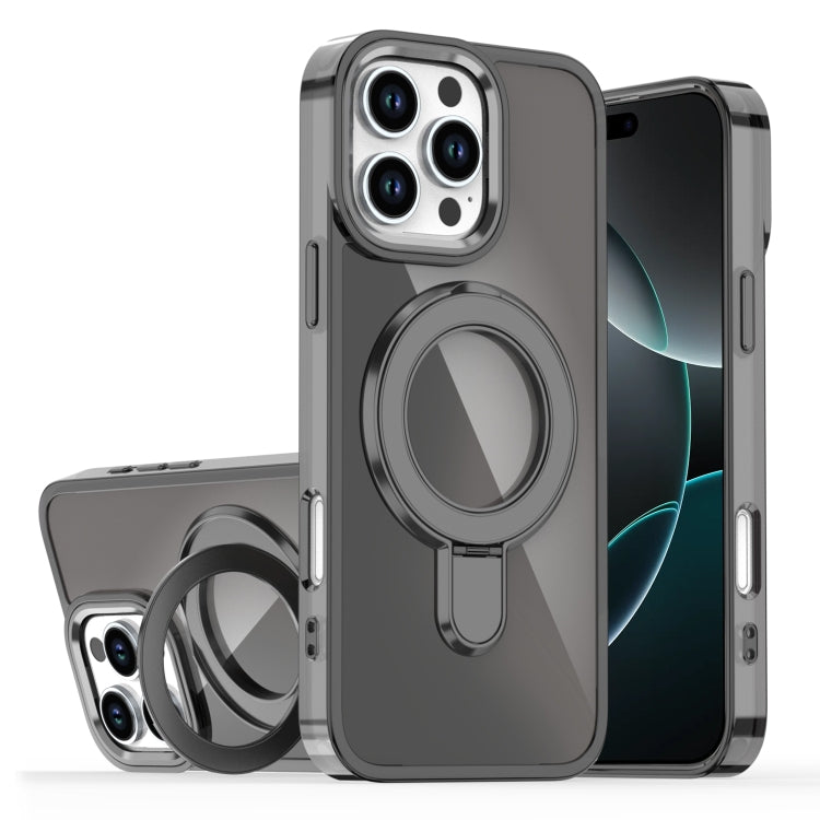 For iPhone 16 Pro Plating Gradient Discolor MagSafe Holder Phone Case