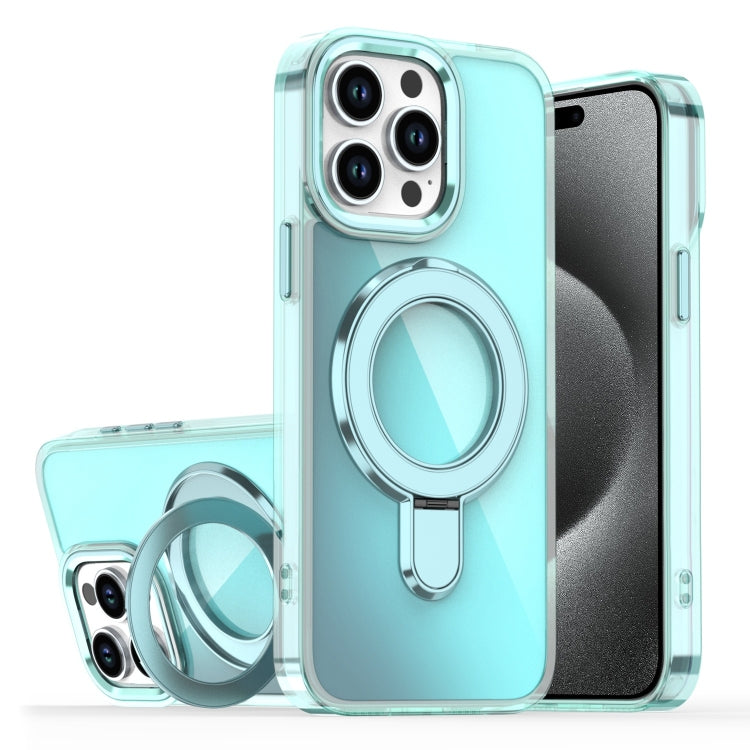 For iPhone 15 Pro Max Plating Gradient Discolor MagSafe Holder Phone Case
