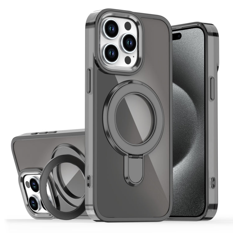 For iPhone 15 Pro Max Plating Gradient Discolor MagSafe Holder Phone Case