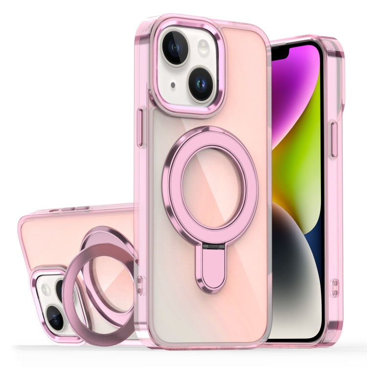 For iPhone 14 / 13 Plating Gradient Discolor MagSafe Holder Phone Case