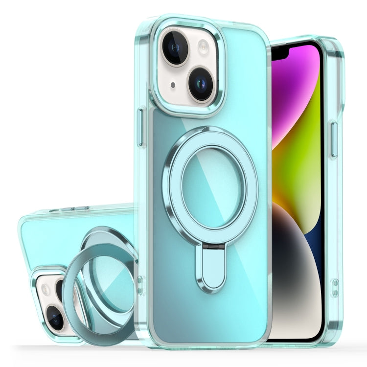 For iPhone 14 / 13 Plating Gradient Discolor MagSafe Holder Phone Case