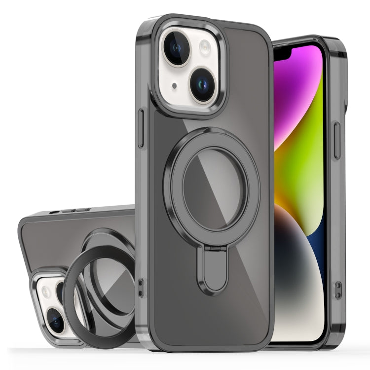 For iPhone 14 / 13 Plating Gradient Discolor MagSafe Holder Phone Case