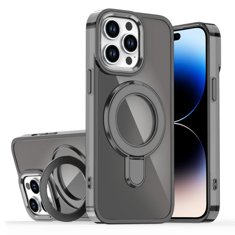 For iPhone 14 Pro Max Plating Gradient Discolor MagSafe Holder Phone Case