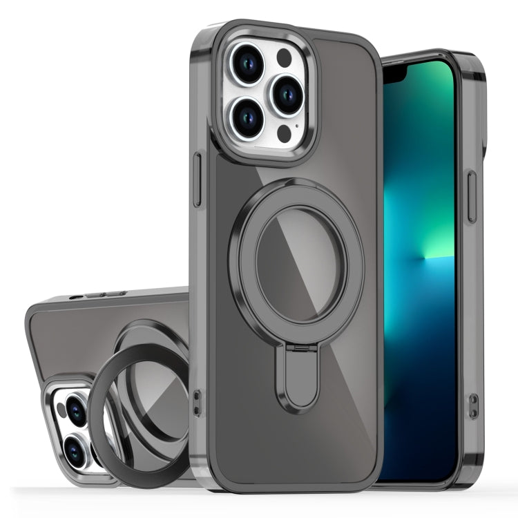 For iPhone 13 Pro Max Plating Gradient Discolor MagSafe Holder Phone Case