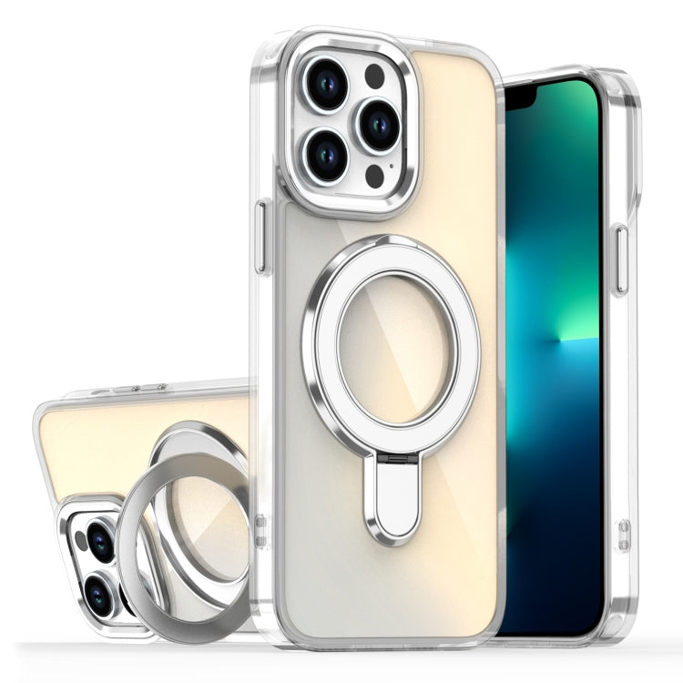 For iPhone 13 Pro Max Plating Gradient Discolor MagSafe Holder Phone Case