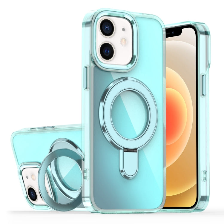 For iPhone 12 / 12 Pro Plating Gradient Discolor MagSafe Holder Phone Case