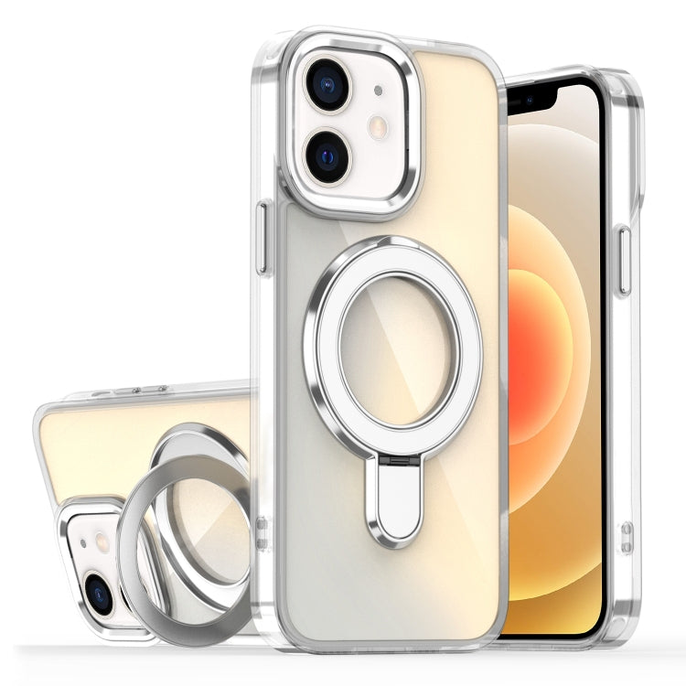 For iPhone 12 / 12 Pro Plating Gradient Discolor MagSafe Holder Phone Case