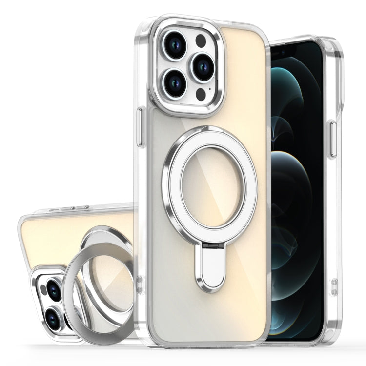 For iPhone 12 Pro Max Plating Gradient Discolor MagSafe Holder Phone Case