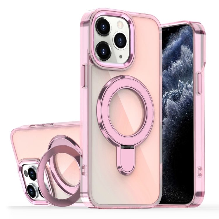 For iPhone 11 Pro Max Plating Gradient Discolor MagSafe Holder Phone Case