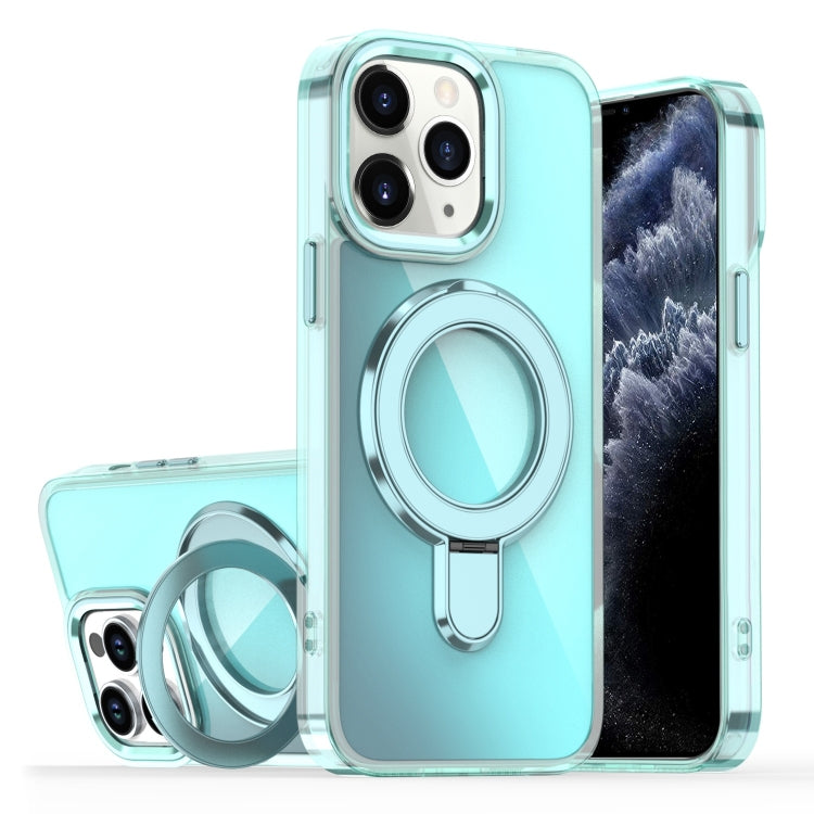 For iPhone 11 Pro Max Plating Gradient Discolor MagSafe Holder Phone Case