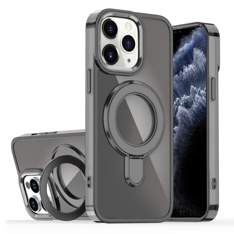 For iPhone 11 Pro Max Plating Gradient Discolor MagSafe Holder Phone Case