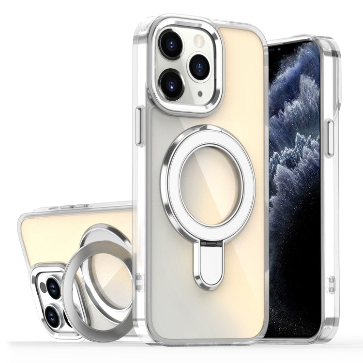 For iPhone 11 Pro Max Plating Gradient Discolor MagSafe Holder Phone Case