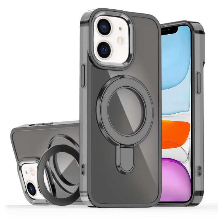 For iPhone 11 Plating Gradient Discolor MagSafe Holder Phone Case