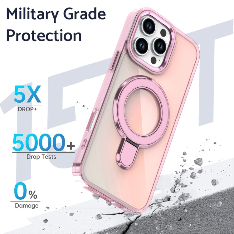 For iPhone 15 Pro Max Plating Gradient Discolor MagSafe Holder Phone Case