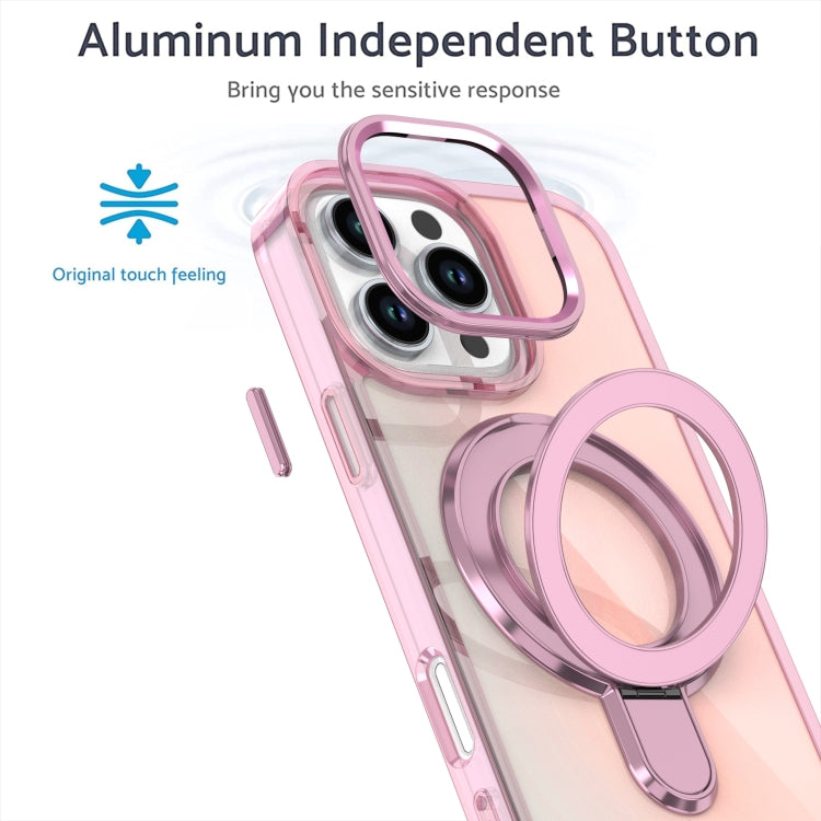 For iPhone 15 Pro Max Plating Gradient Discolor MagSafe Holder Phone Case