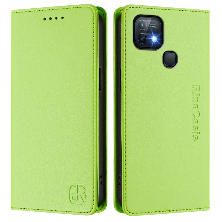 For Infinix Hot 10i RC01 Dual-Folded Magnetic Suction RFID Leather Phone Case