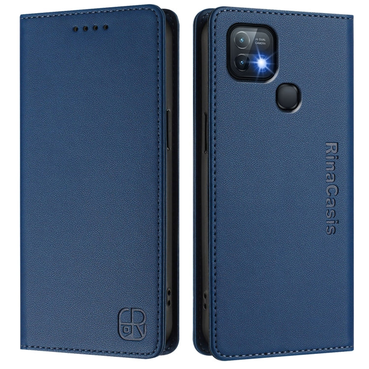 For Infinix Hot 10i RC01 Dual-Folded Magnetic Suction RFID Leather Phone Case