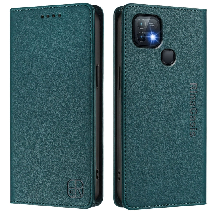 For Infinix Hot 10i RC01 Dual-Folded Magnetic Suction RFID Leather Phone Case