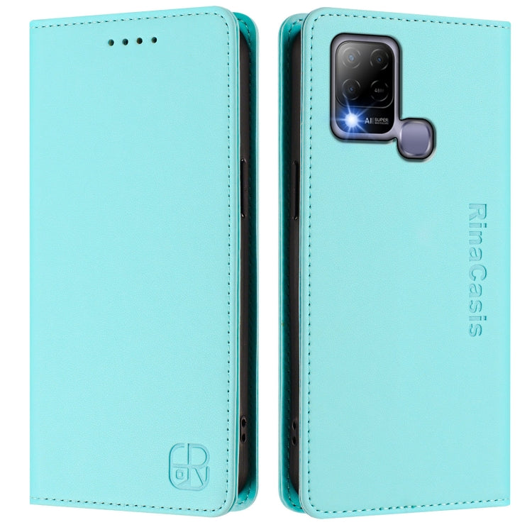 For Infinix Hot 10T / Hot 10S X689 RC01 Dual-Folded Magnetic Suction RFID Leather Phone Case