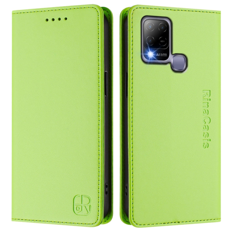 For Infinix Hot 10T / Hot 10S X689 RC01 Dual-Folded Magnetic Suction RFID Leather Phone Case