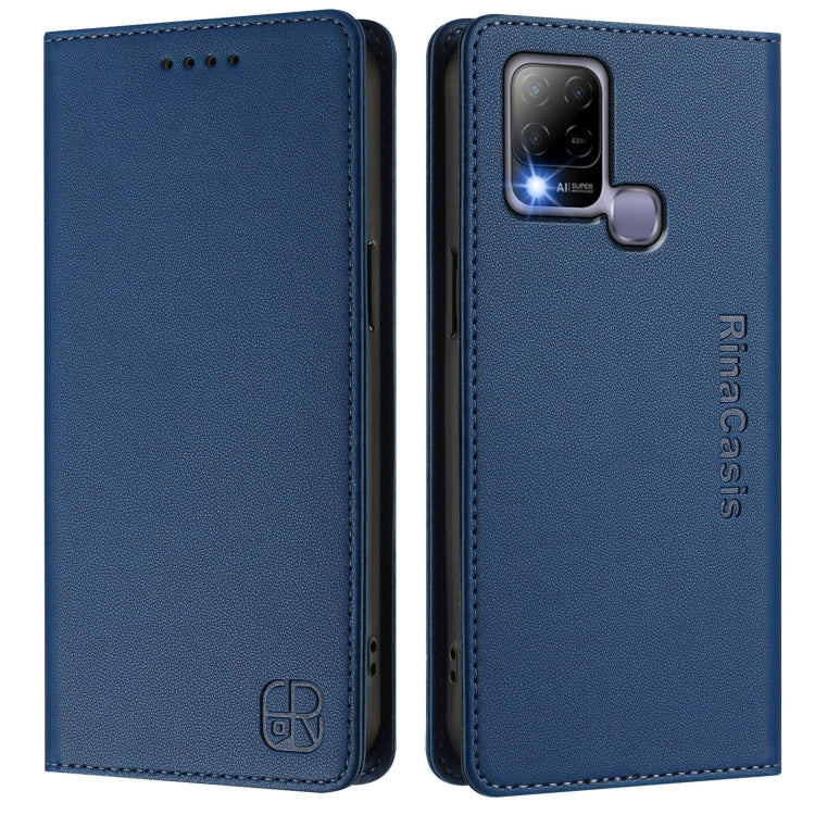For Infinix Hot 10T / Hot 10S X689 RC01 Dual-Folded Magnetic Suction RFID Leather Phone Case