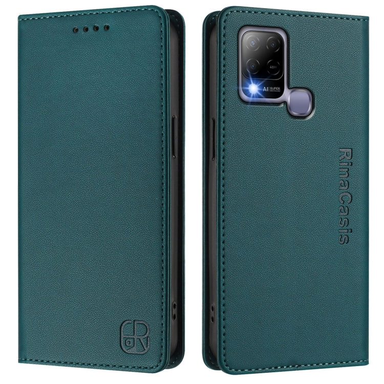 For Infinix Hot 10T / Hot 10S X689 RC01 Dual-Folded Magnetic Suction RFID Leather Phone Case