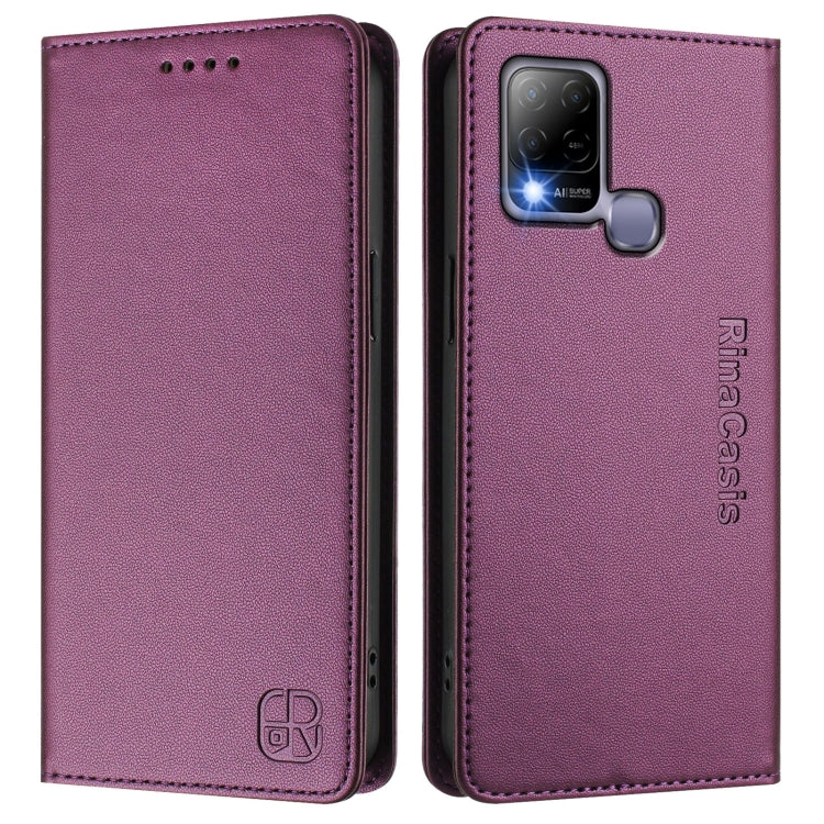 For Infinix Hot 10T / Hot 10S X689 RC01 Dual-Folded Magnetic Suction RFID Leather Phone Case