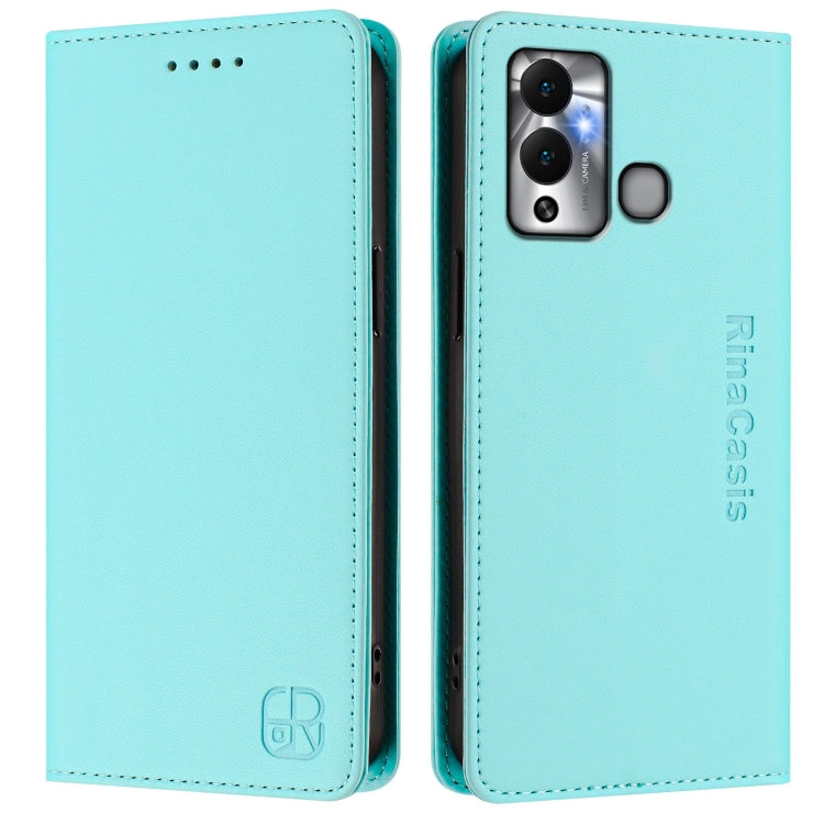 For Infinix Hot 12 Play RC01 Dual-Folded Magnetic Suction RFID Leather Phone Case