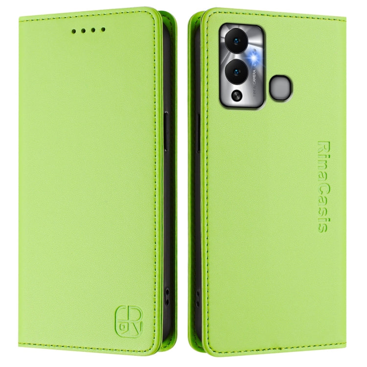 For Infinix Hot 12 Play RC01 Dual-Folded Magnetic Suction RFID Leather Phone Case