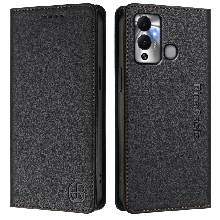 For Infinix Hot 12 Play RC01 Dual-Folded Magnetic Suction RFID Leather Phone Case