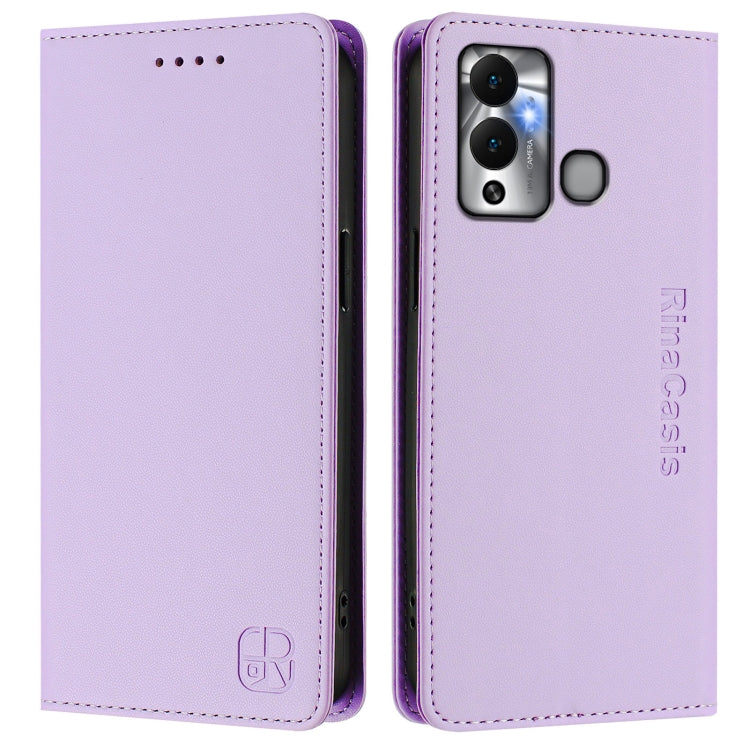 For Infinix Hot 12 Play RC01 Dual-Folded Magnetic Suction RFID Leather Phone Case