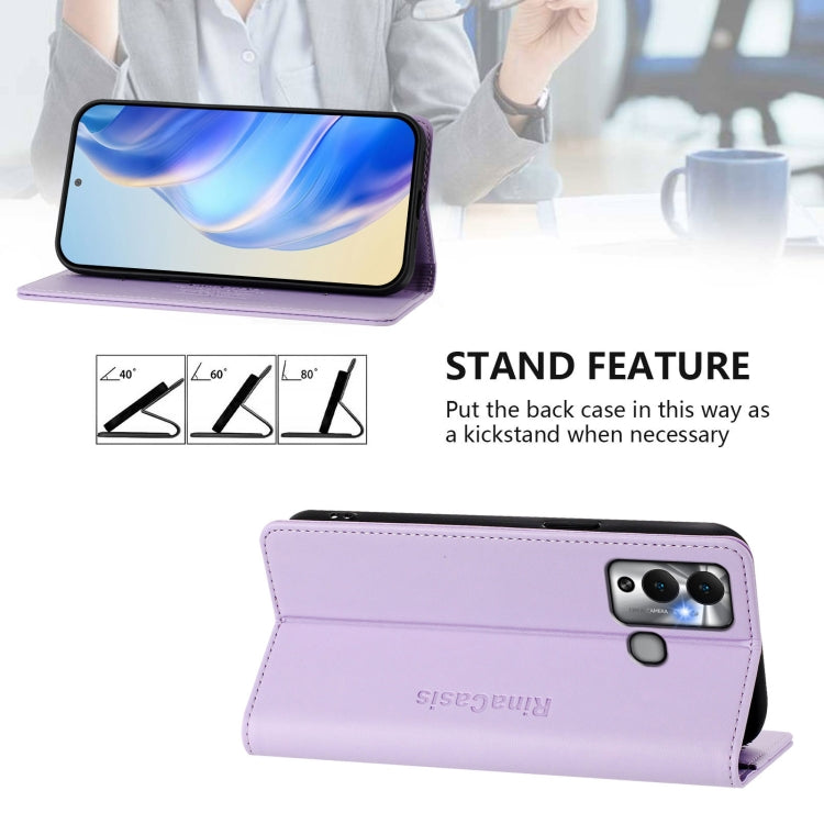 For Infinix Hot 12 Play RC01 Dual-Folded Magnetic Suction RFID Leather Phone Case
