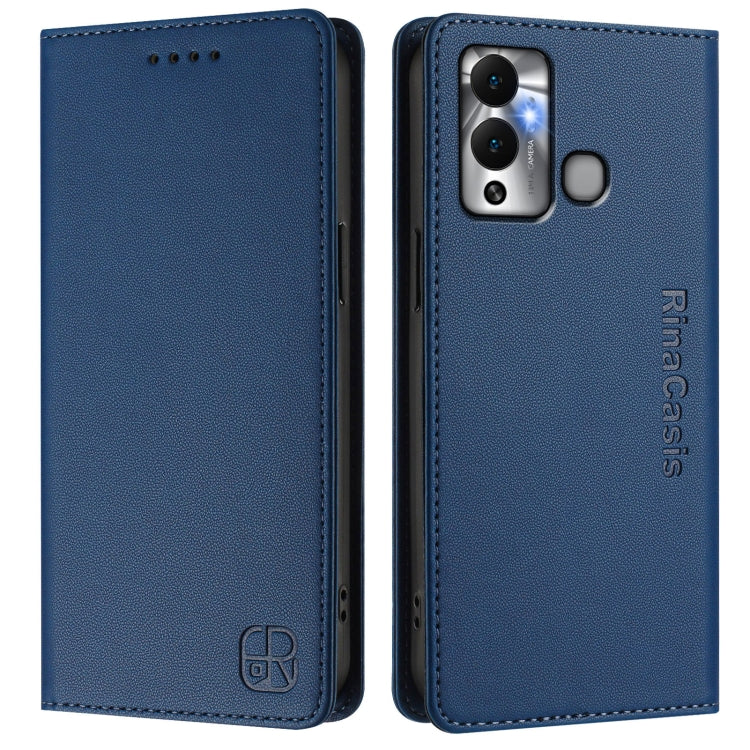 For Infinix Hot 12 Play RC01 Dual-Folded Magnetic Suction RFID Leather Phone Case