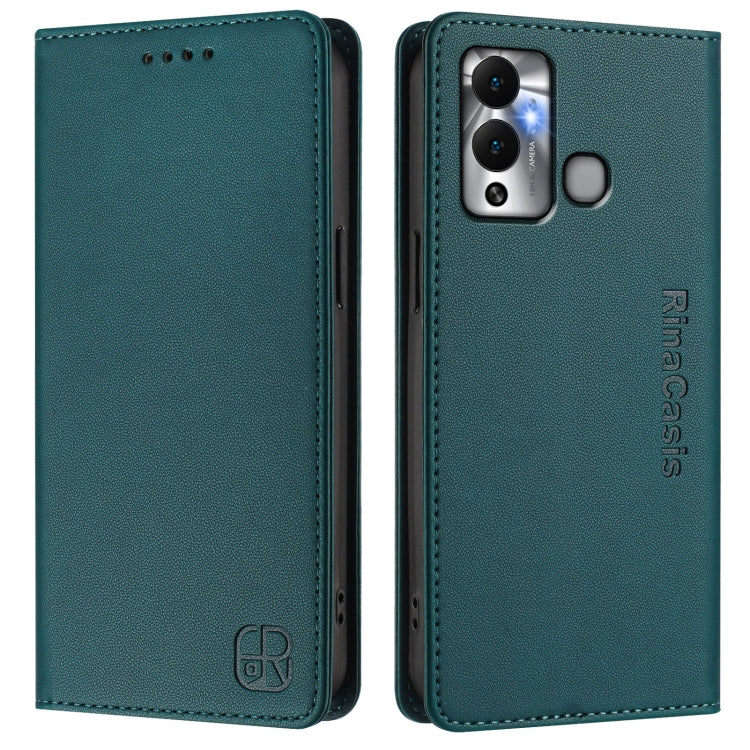 For Infinix Hot 12 Play RC01 Dual-Folded Magnetic Suction RFID Leather Phone Case