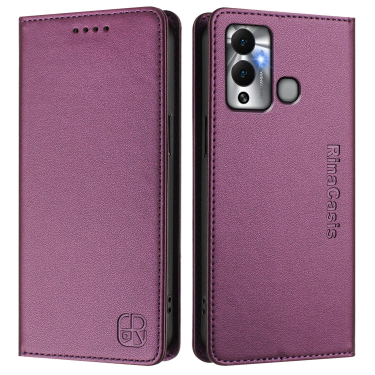 For Infinix Hot 12 Play RC01 Dual-Folded Magnetic Suction RFID Leather Phone Case