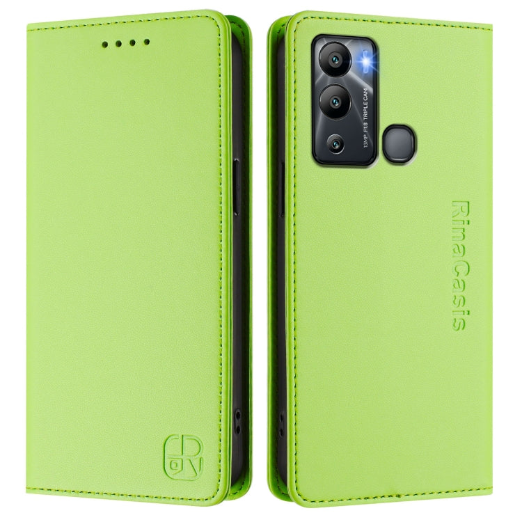 For Infinix Hot 12i / Hot 20i RC01 Dual-Folded Magnetic Suction RFID Leather Phone Case