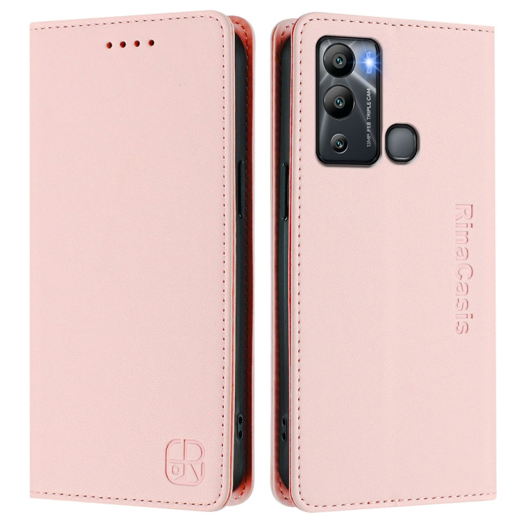 For Infinix Hot 12i / Hot 20i RC01 Dual-Folded Magnetic Suction RFID Leather Phone Case