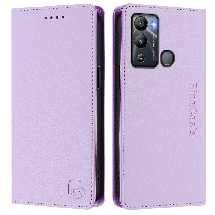 For Infinix Hot 12i / Hot 20i RC01 Dual-Folded Magnetic Suction RFID Leather Phone Case