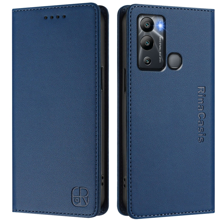 For Infinix Hot 12i / Hot 20i RC01 Dual-Folded Magnetic Suction RFID Leather Phone Case