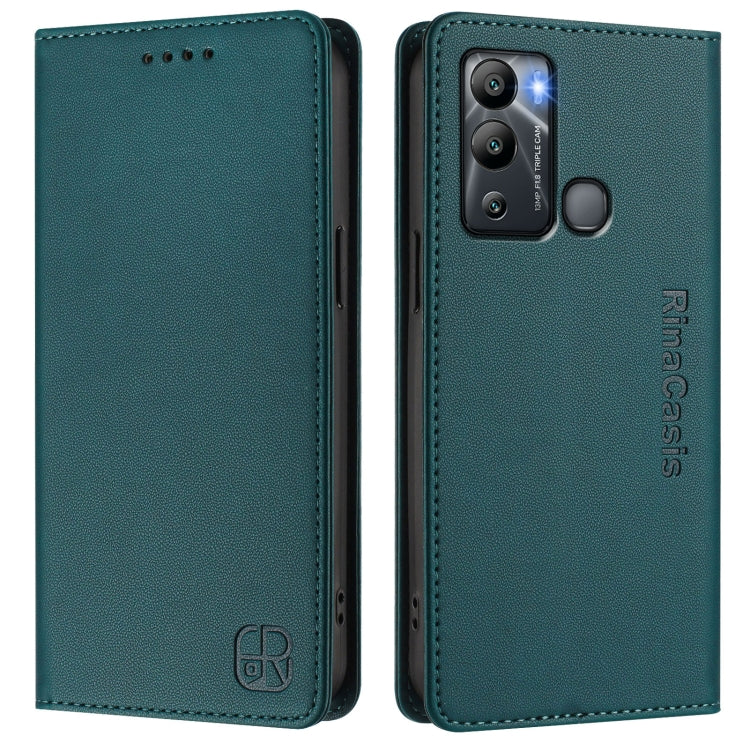 For Infinix Hot 12i / Hot 20i RC01 Dual-Folded Magnetic Suction RFID Leather Phone Case