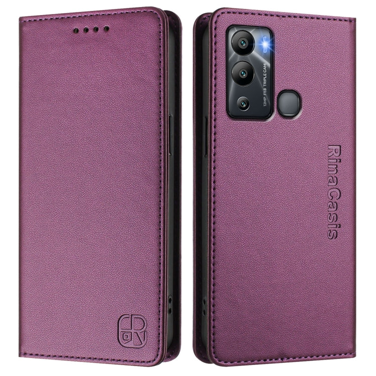 For Infinix Hot 12i / Hot 20i RC01 Dual-Folded Magnetic Suction RFID Leather Phone Case