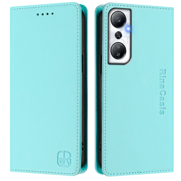 For Infinix Hot 20 4G RC01 Dual-Folded Magnetic Suction RFID Leather Phone Case