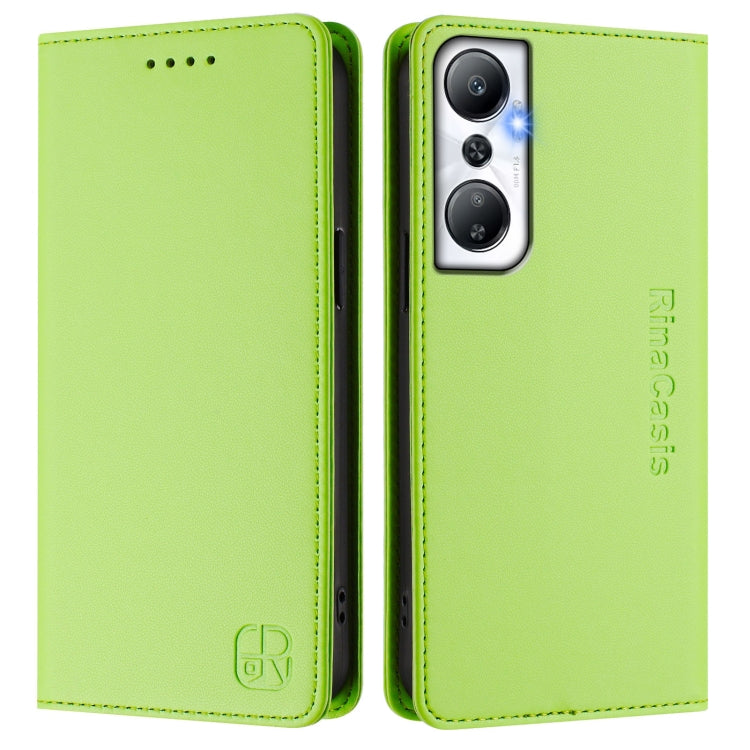 For Infinix Hot 20 4G RC01 Dual-Folded Magnetic Suction RFID Leather Phone Case