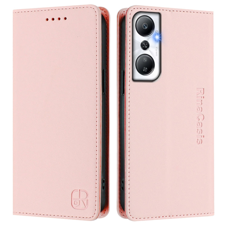 For Infinix Hot 20 4G RC01 Dual-Folded Magnetic Suction RFID Leather Phone Case