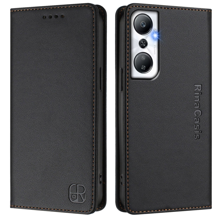 For Infinix Hot 20 4G RC01 Dual-Folded Magnetic Suction RFID Leather Phone Case